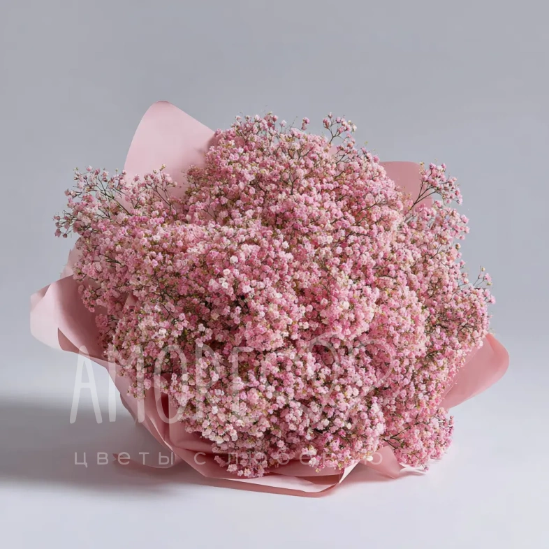Монобукет из розовой гипсофилы