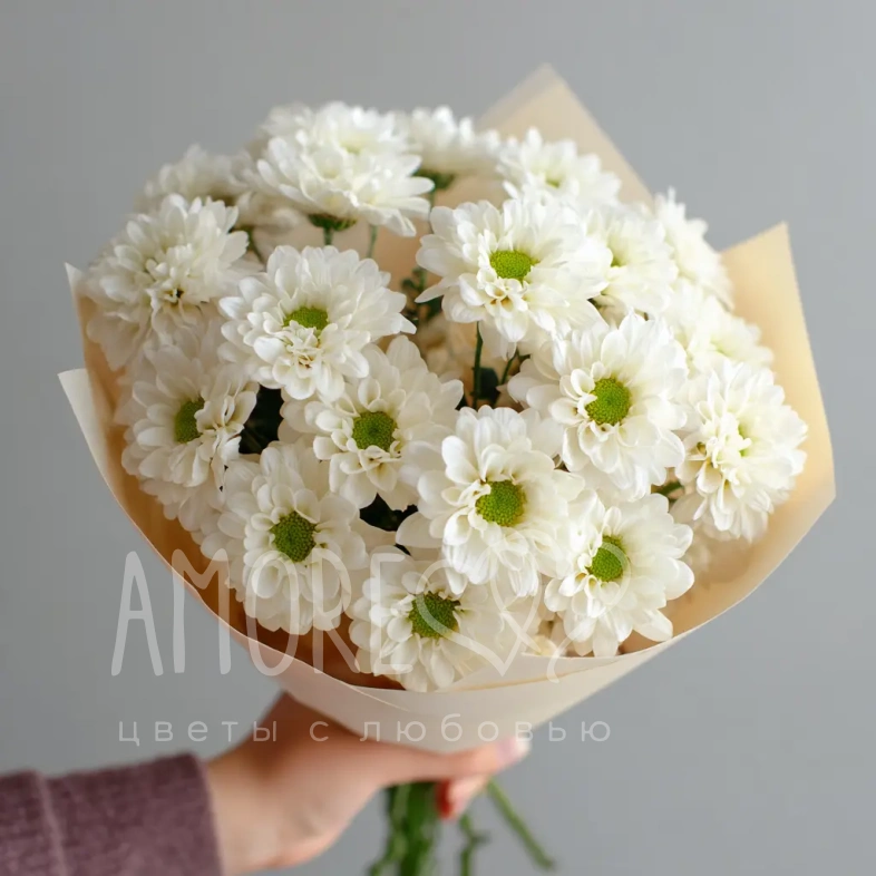 Монобукет из белых хризантем