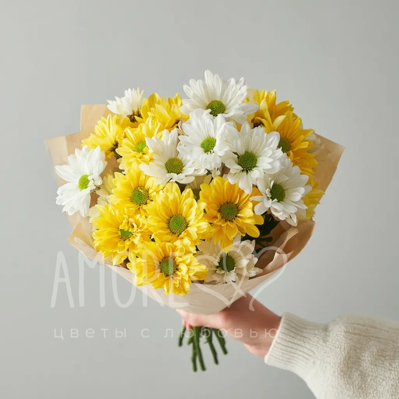Монобукет из хризантем &laquo;Лучик солнца&raquo;