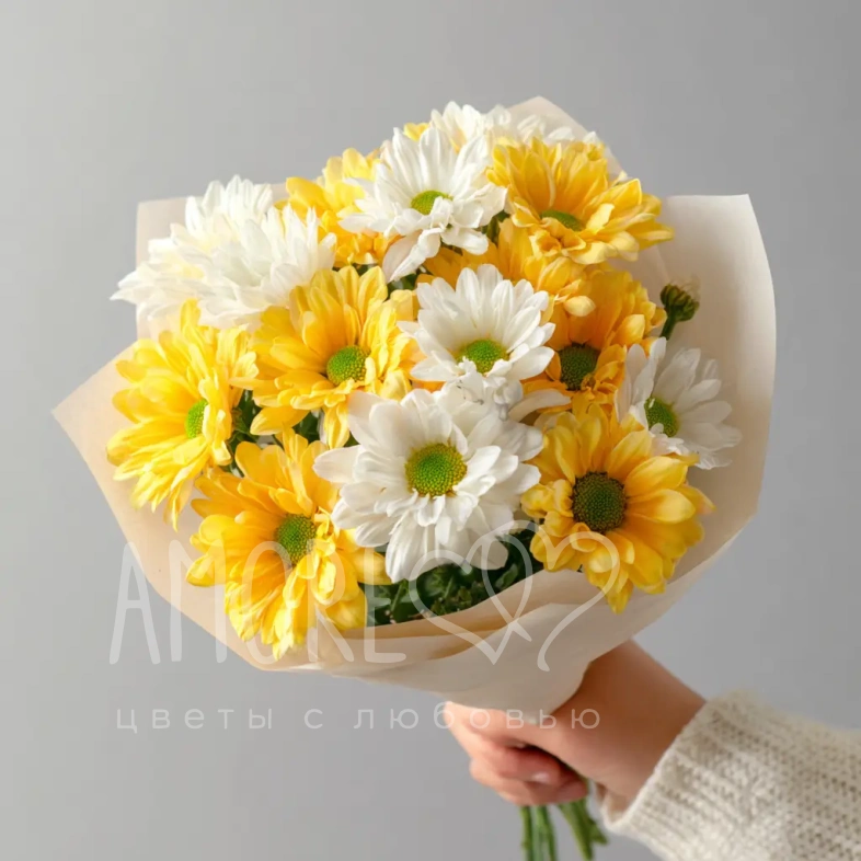 Монобукет из хризантем &laquo;Лучик солнца&raquo;