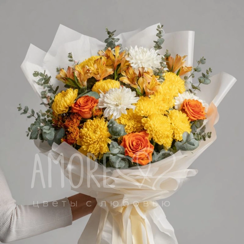 Букет с хризантемами &laquo;Золотая осень&raquo;