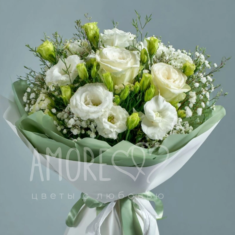 Букет с эустомами &laquo;Белый перезвон&raquo;