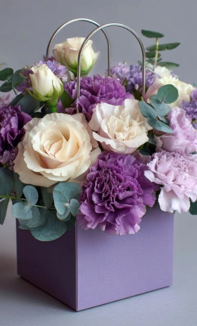 Цветы в сумочке «Модный аромат»