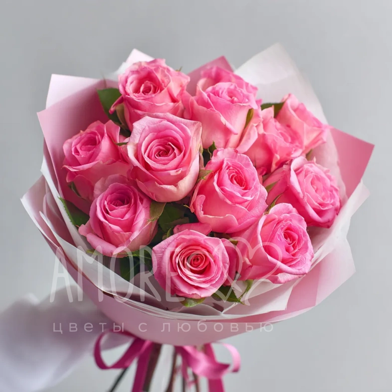 15 розовых кенийских роз
